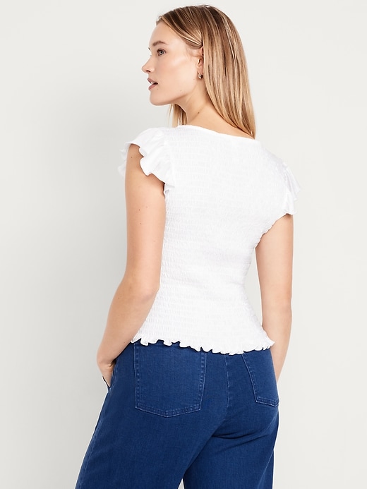 Image number 6 showing, Flutter-Sleeve Smocked Top