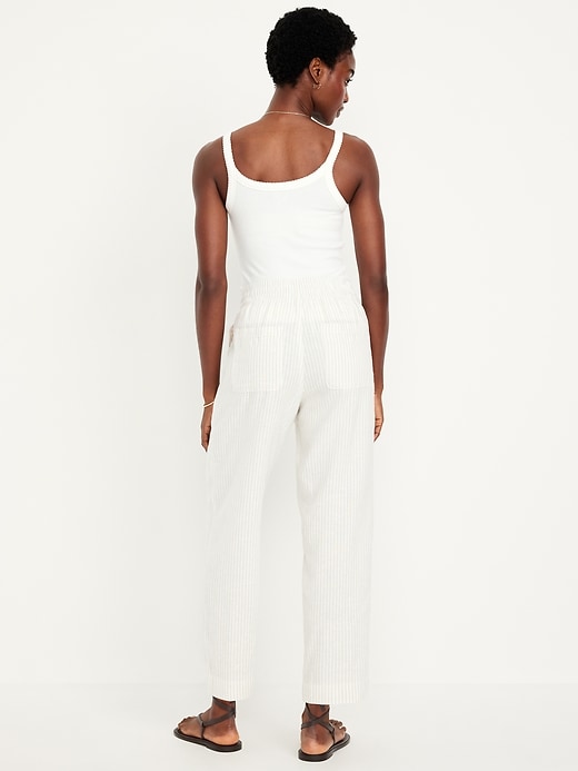 Image number 3 showing, High-Waisted Linen-Blend Straight Pants