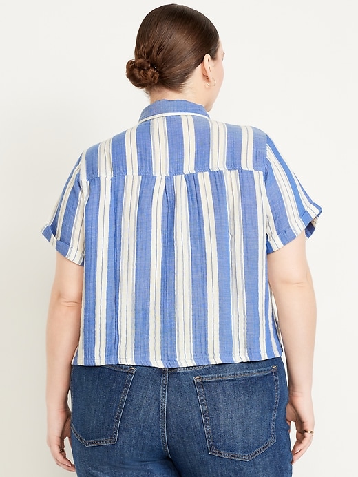 Image number 7 showing, Crinkle Gauze Button-Down Striped Shirt