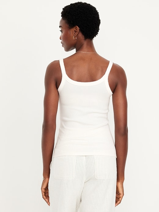 Image number 2 showing, 90s Ribbed Lace-Trim Tank