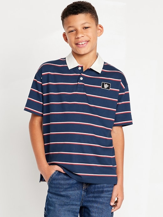 View large product image 1 of 3. Oversized Embroidered Rugby Polo Shirt for Boys