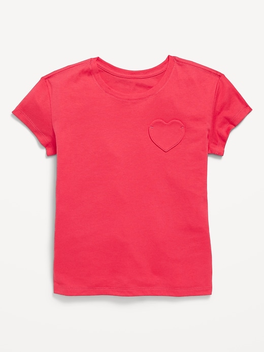 View large product image 1 of 3. Softest Short-Sleeve Heart-Pocket T-Shirt for Girls