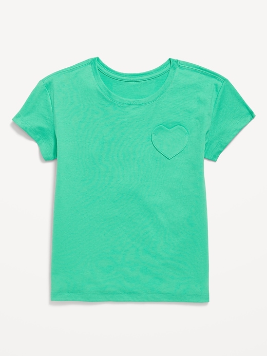 View large product image 1 of 3. Softest Short-Sleeve Heart-Pocket T-Shirt for Girls