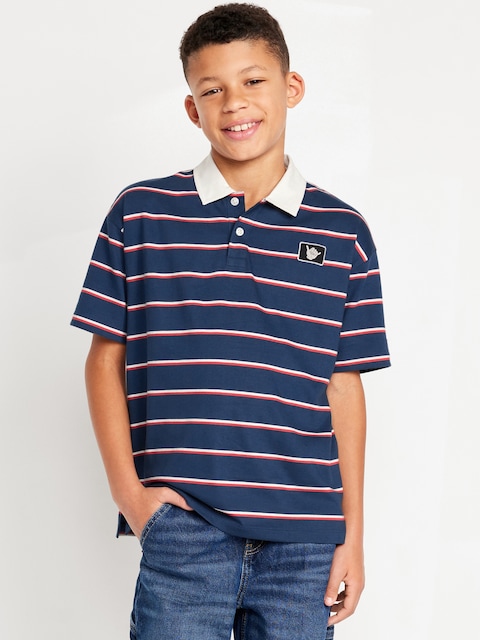 Oversized Embroidered Rugby Polo Shirt for Boys