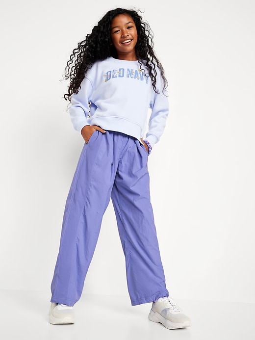 Image number 3 showing, High-Waisted Crinkle Wide-Leg Pants for Girls