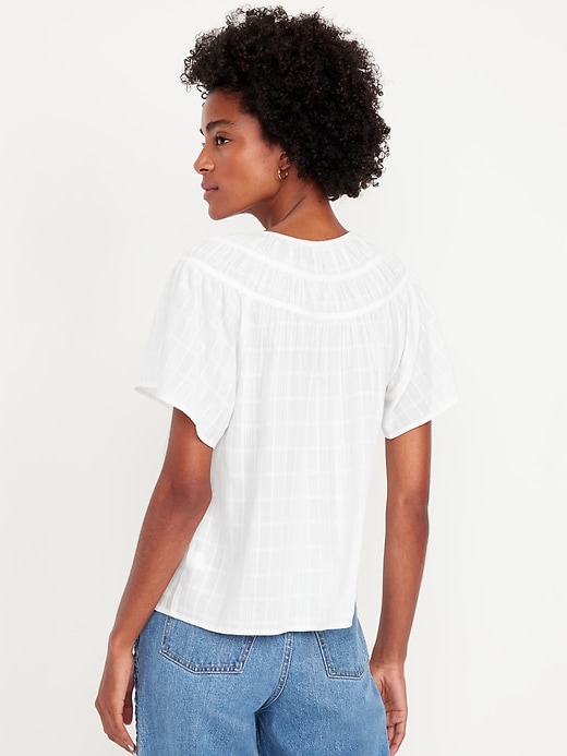 Image number 8 showing, Shirred Flutter-Sleeve Top