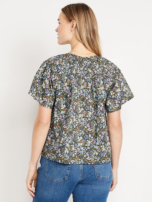 Image number 5 showing, Shirred Flutter-Sleeve Top