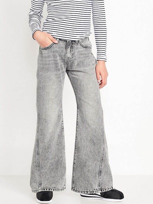 View large product image 1 of 5. High-Waisted Baggy Flare-Leg Jeans for Girls