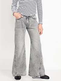 Image number 1 showing, High-Waisted Baggy Flare-Leg Jeans for Girls