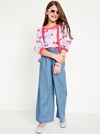 View large product image 3 of 4. High-Waisted Chambray Wide-Leg Pants for Girls