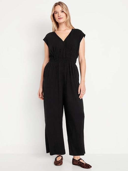 Image number 4 showing, Waist-Defined Wide-Leg Jumpsuit