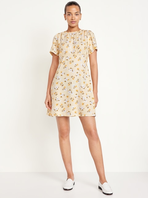 Printed Crepe Mini Dress