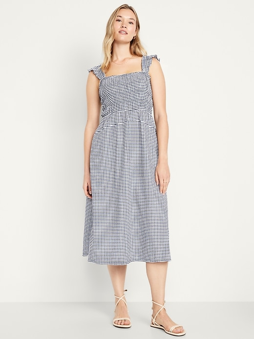 Image number 4 showing, Fit & Flare Smocked Gingham Midi Dress