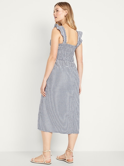 Image number 5 showing, Fit & Flare Smocked Gingham Midi Dress