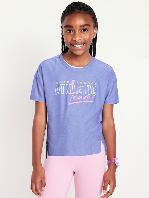 CloudMotion Cropped Graphic Performance T-Shirt for Girls