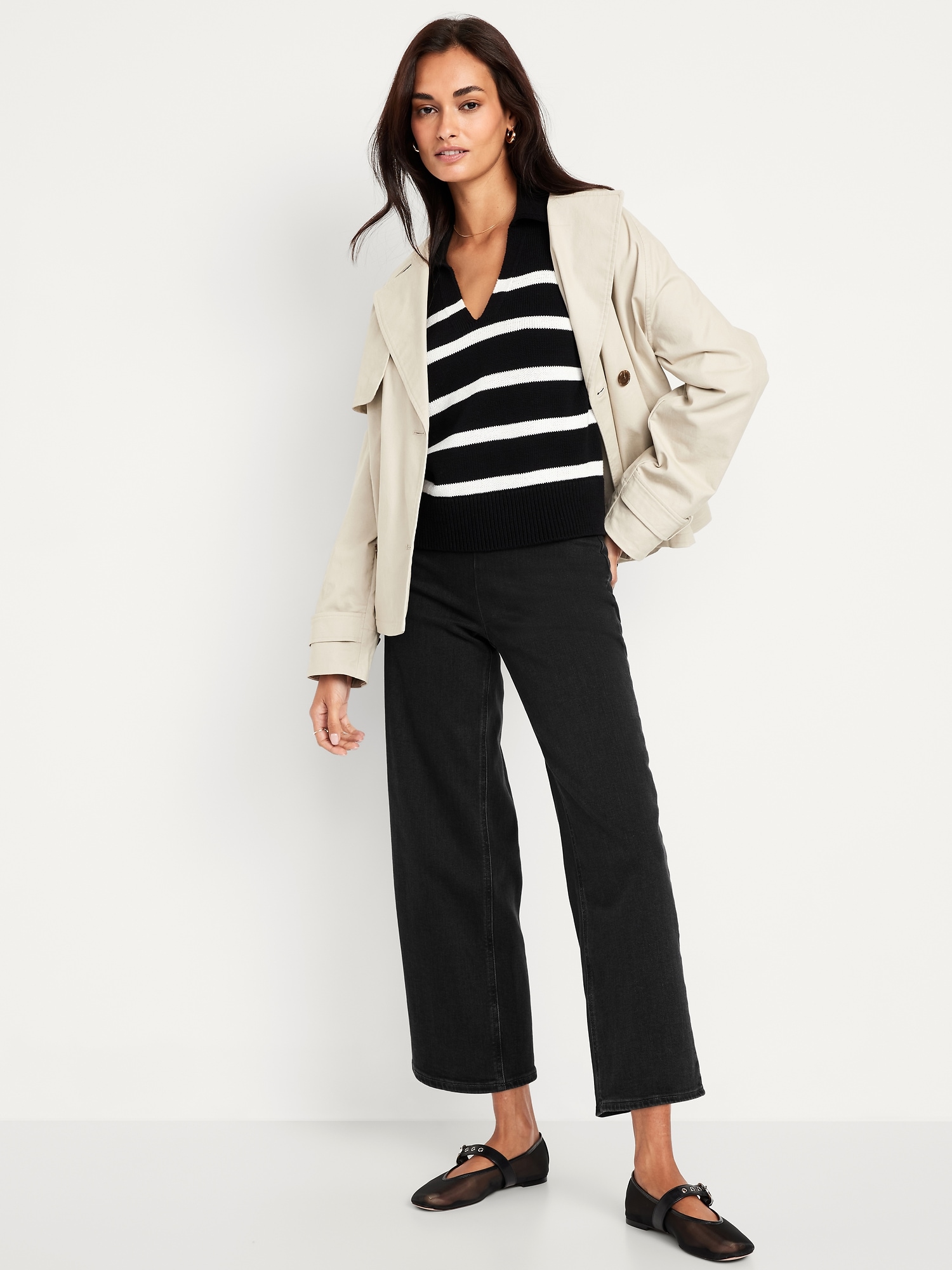 High-Waisted Weekender Pull-On Crop Wide-Leg Jeans