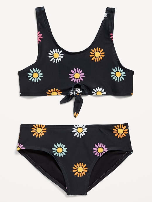 View large product image 1 of 1. Printed Tie-Knot Bikini Swim Set for Girls