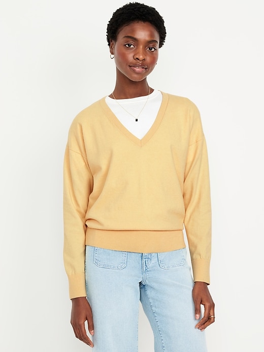 Image number 1 showing, SoSoft Lite Loose V-Neck Sweater