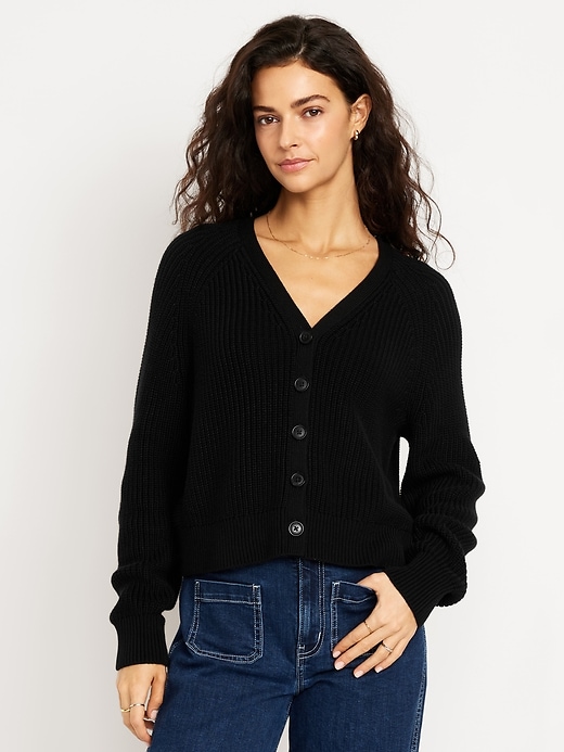 Image number 1 showing, V-Neck Shaker-Stitch Cardigan Sweater