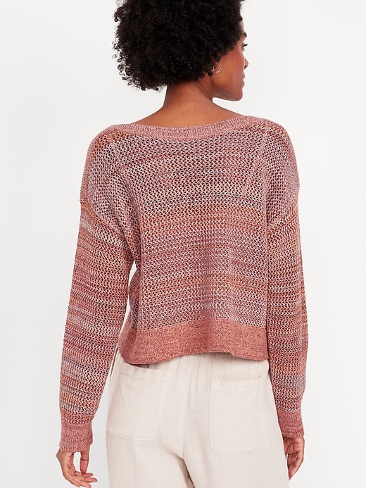 Image number 2 showing, Boat-Neck Open-Stitch Sweater