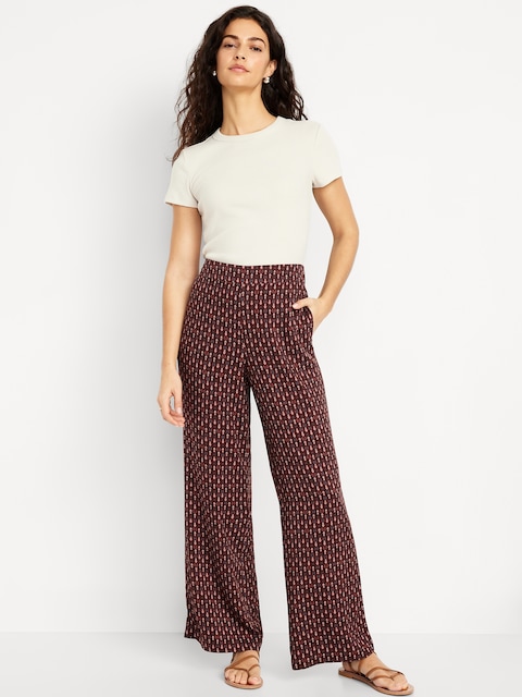 Pantalon Playa à taille haute et à jambe large