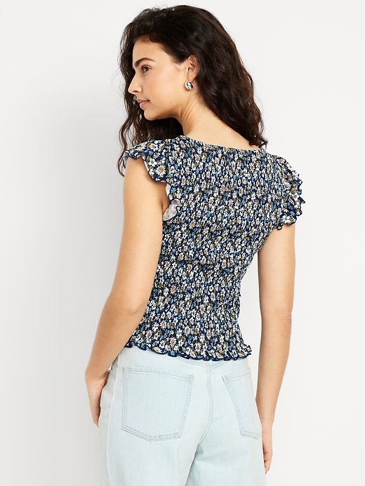 Image number 2 showing, Flutter-Sleeve Smocked Top