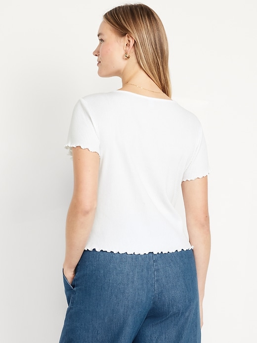 Image number 6 showing, Ribbed Button-Down Lettuce-Edge Top