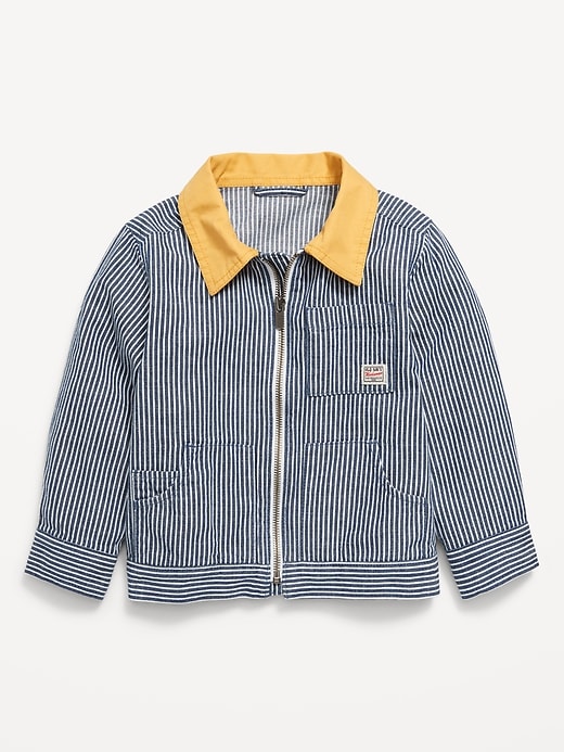 View large product image 2 of 2. Loose Collared Zip-Front Utility Jacket for Toddler Boys