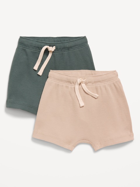 Short en tricot gaufré à taille extensible pour bébé (paquet de 2)