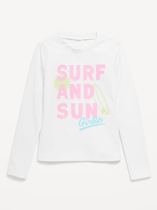 View large product image 1 of 1. Long-Sleeve Graphic Rashguard Swim Top for Girls