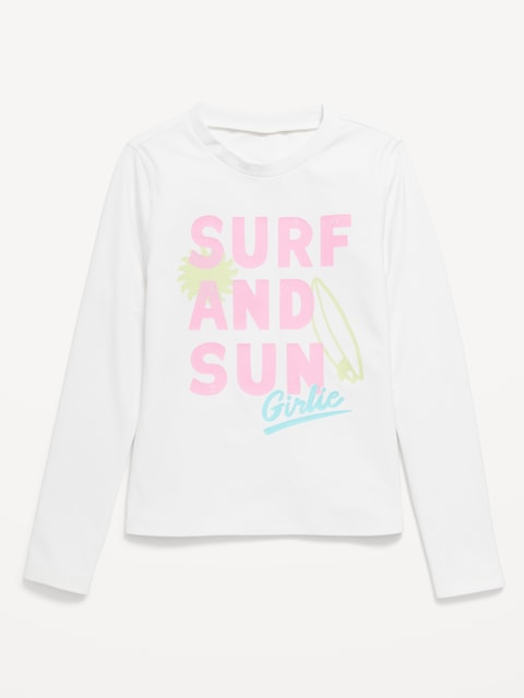 Haut de maillot anti-UV à manches longues et à imprimé pour fille