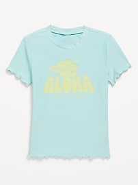 Image number 1 showing, Lettuce-Edge Graphic Rashguard Swim Top for Girls