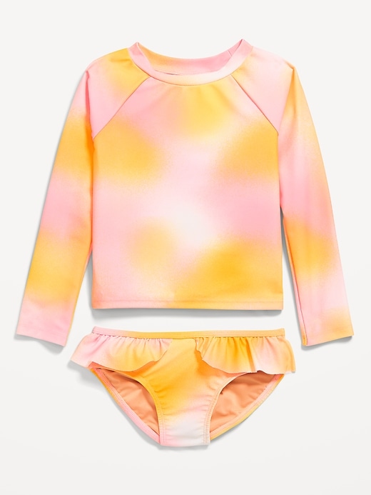 View large product image 1 of 1. Printed Rashguard Top and Ruffled Bikini Swim Set for Toddler & Baby