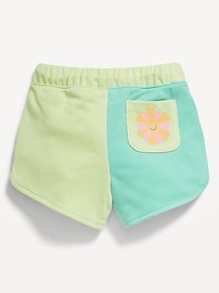 Image number 1 showing, Color-Block Graphic French-Terry Shorts for Toddler Girls