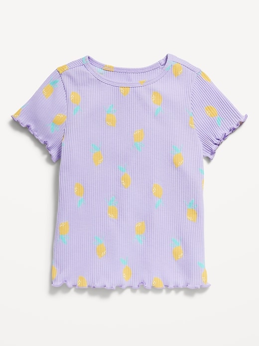 View large product image 1 of 1. Printed Short-Sleeve Lettuce-Edge T-Shirt for Toddler Girls