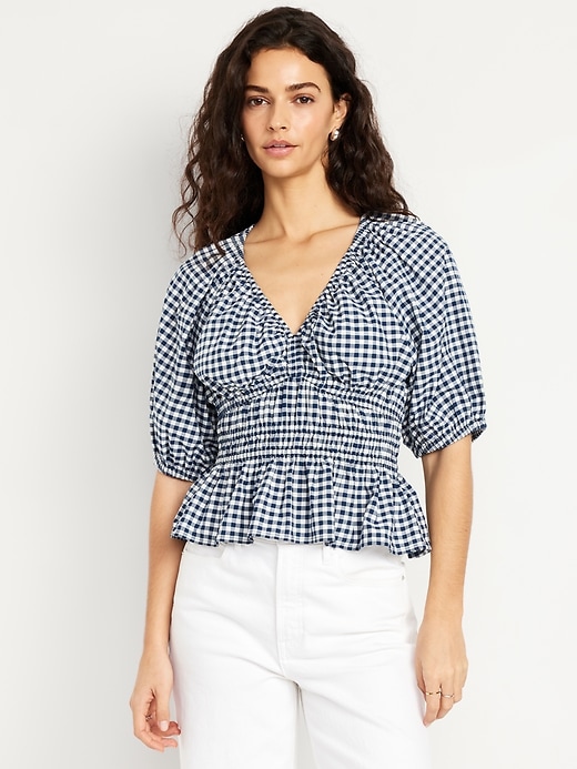 Image number 1 showing, Smocked Gingham Top