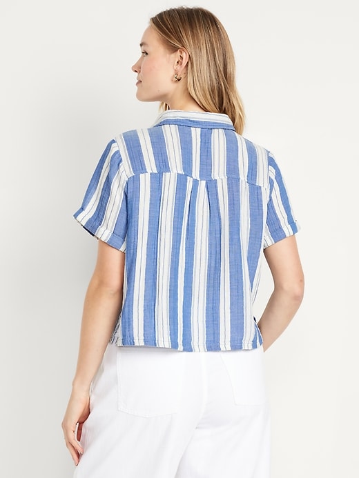 Image number 5 showing, Crinkle Gauze Button-Down Striped Shirt