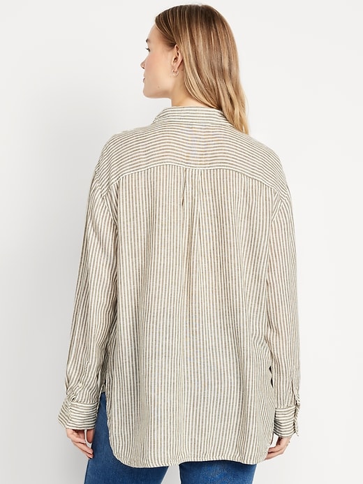 Image number 5 showing, Button-Down Linen-Blend Striped Shirt