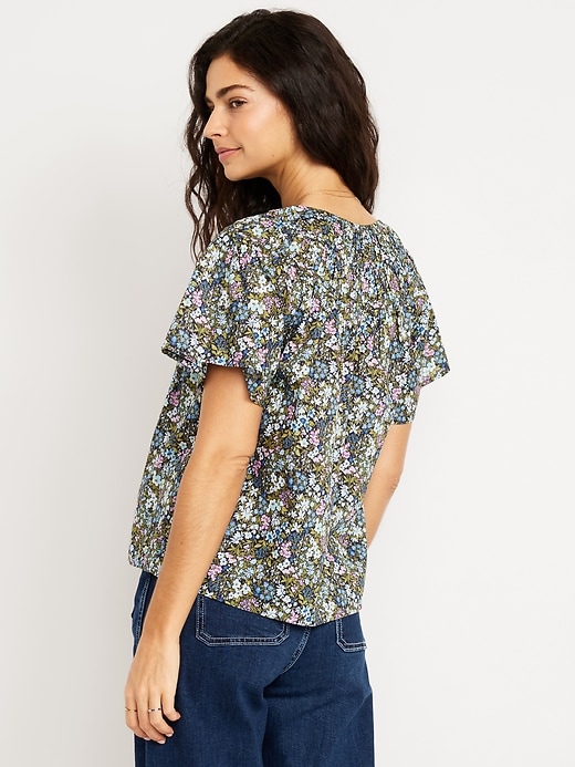 Image number 2 showing, Shirred Flutter-Sleeve Top