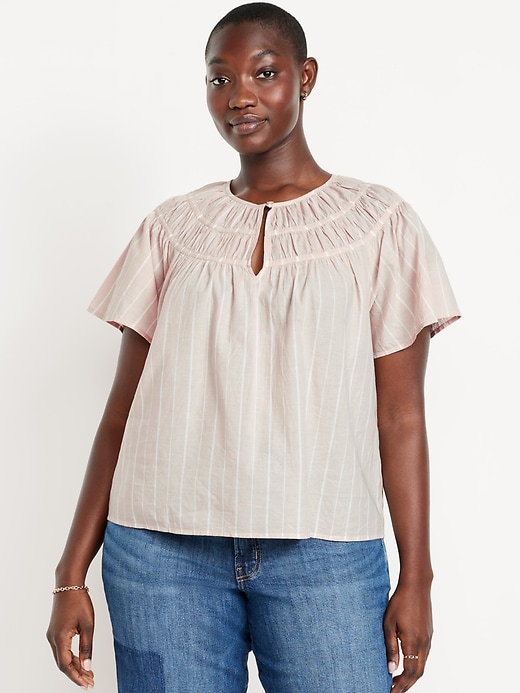 Image number 5 showing, Shirred Flutter-Sleeve Top