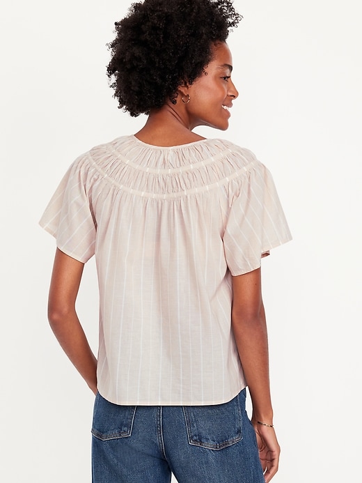 Image number 2 showing, Shirred Flutter-Sleeve Top