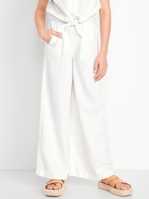 View large product image 1 of 4. High-Waisted Linen-Blend Wide-Leg Pants for Girls