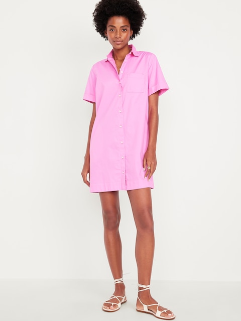 Button-Down Mini Shirt Dress
