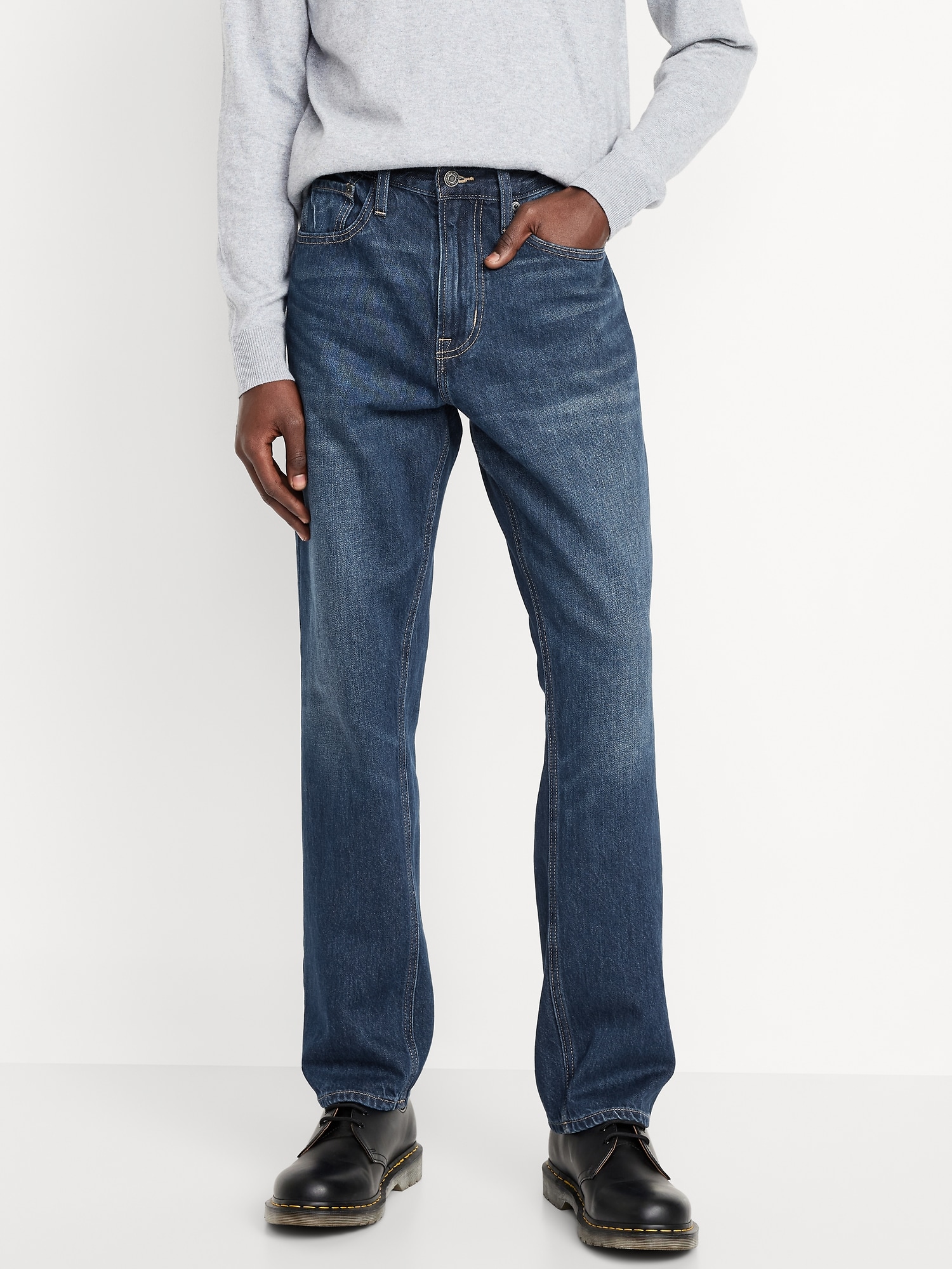 Structured Straight Non-Stretch Jeans