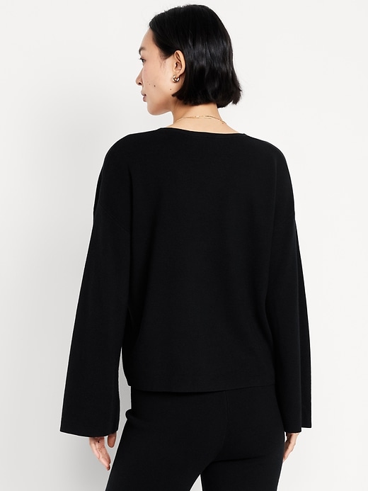 Image number 8 showing, Bell-Sleeve V-Neck Sweater