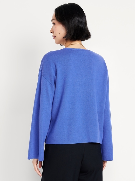 Image number 8 showing, Bell-Sleeve V-Neck Sweater