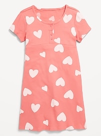 View large product image 3 of 4. Printed Short-Sleeve Ribbed Henley Dress for Girls