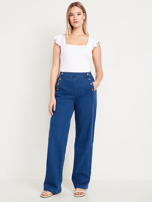 Image number 4 showing, Extra High-Waisted Mariner Wide-Leg Jeans