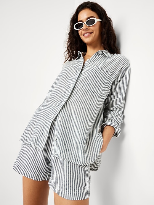 Image number 3 showing, Button-Down Linen-Blend Striped Shirt