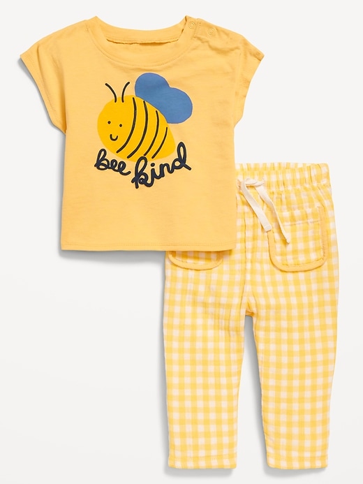 View large product image 2 of 2. Short-Sleeve Graphic T-Shirt and Pants Set for Baby